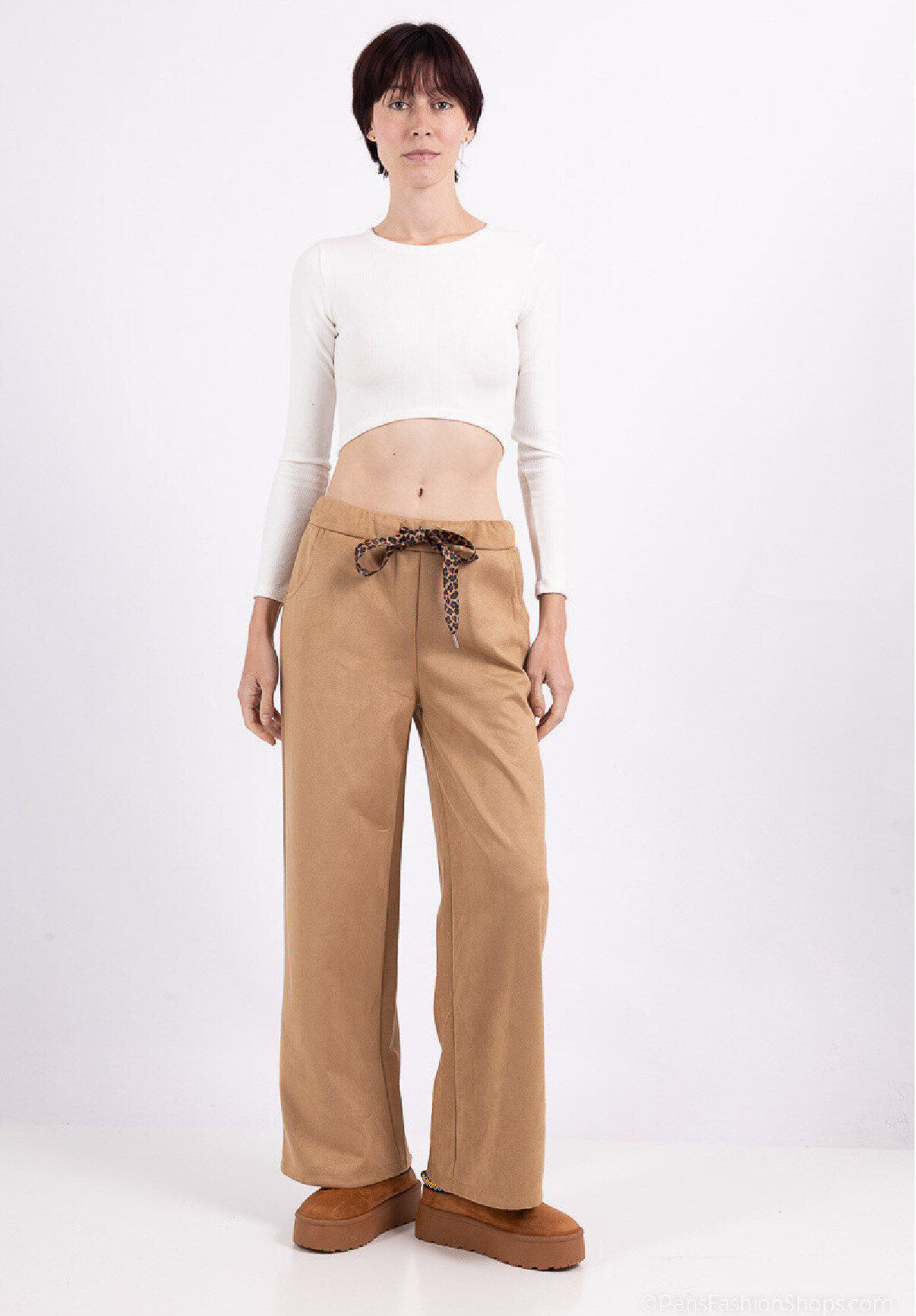 Grossiste C'Belle - Pantalon en vsuédine avec un cordon imprimé animal