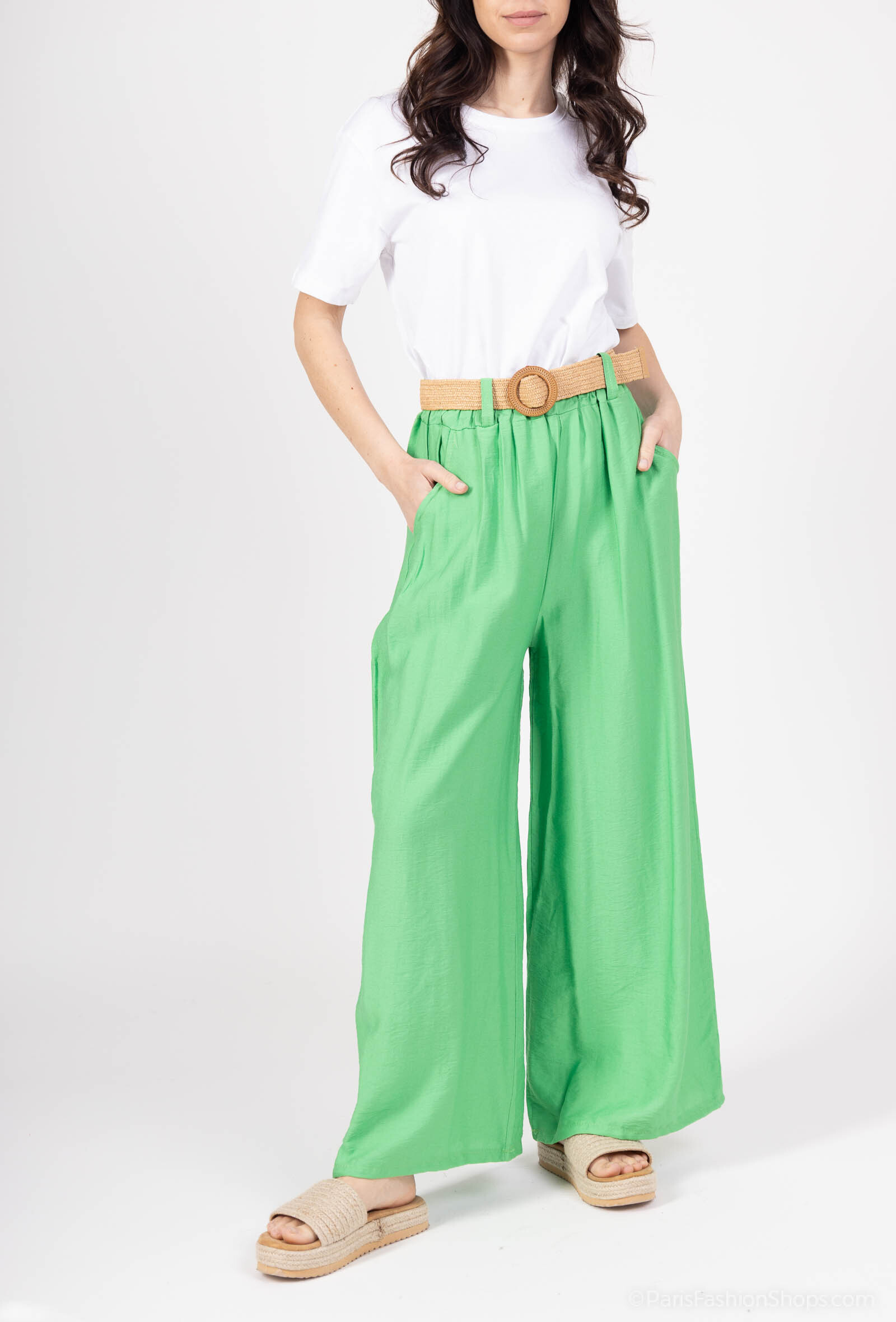 Grossiste C'Belle - Pantalon uni avec ceinture
