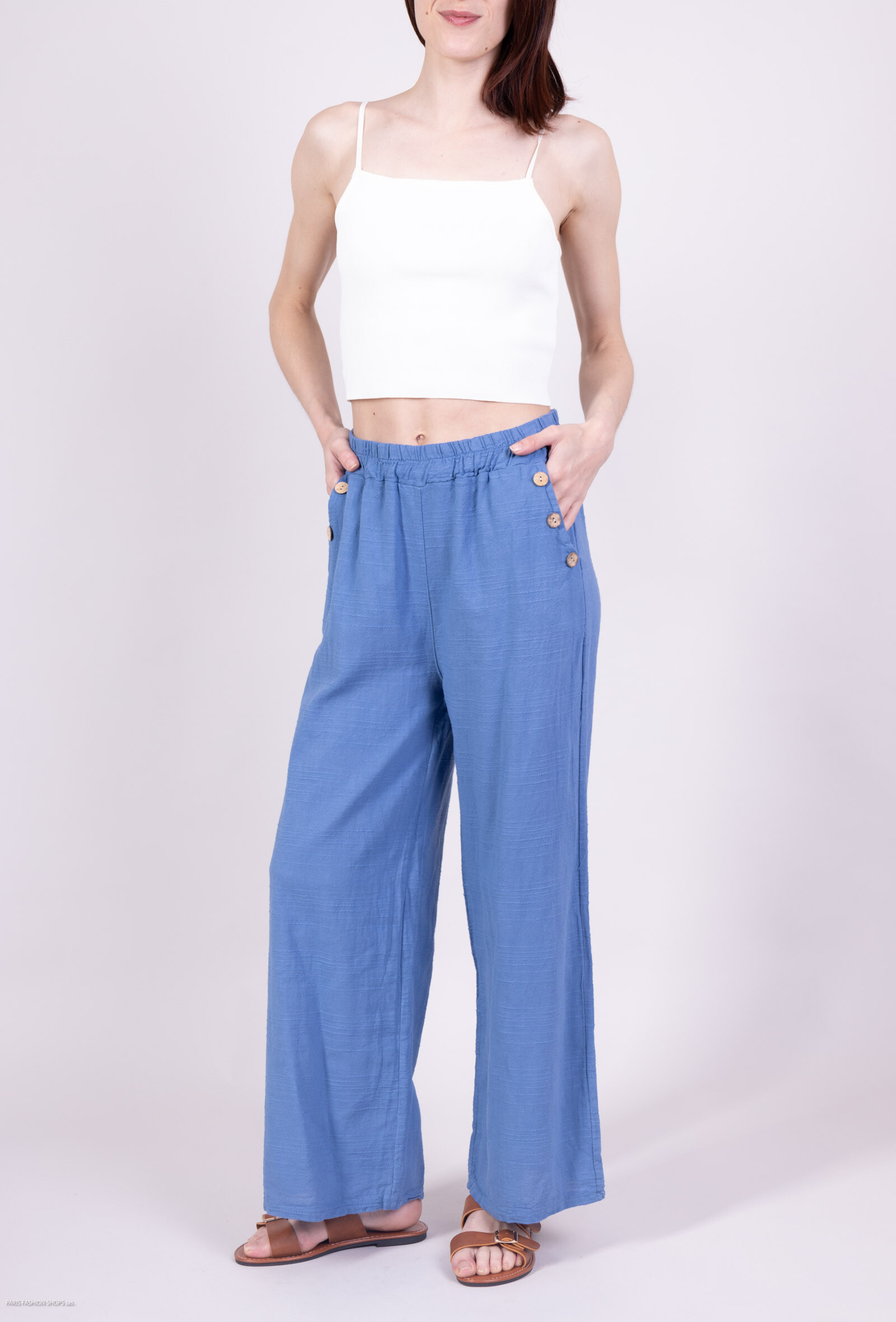 Mayorista C'Belle - United Linen Pants se mezcla con bolsillos en el frente