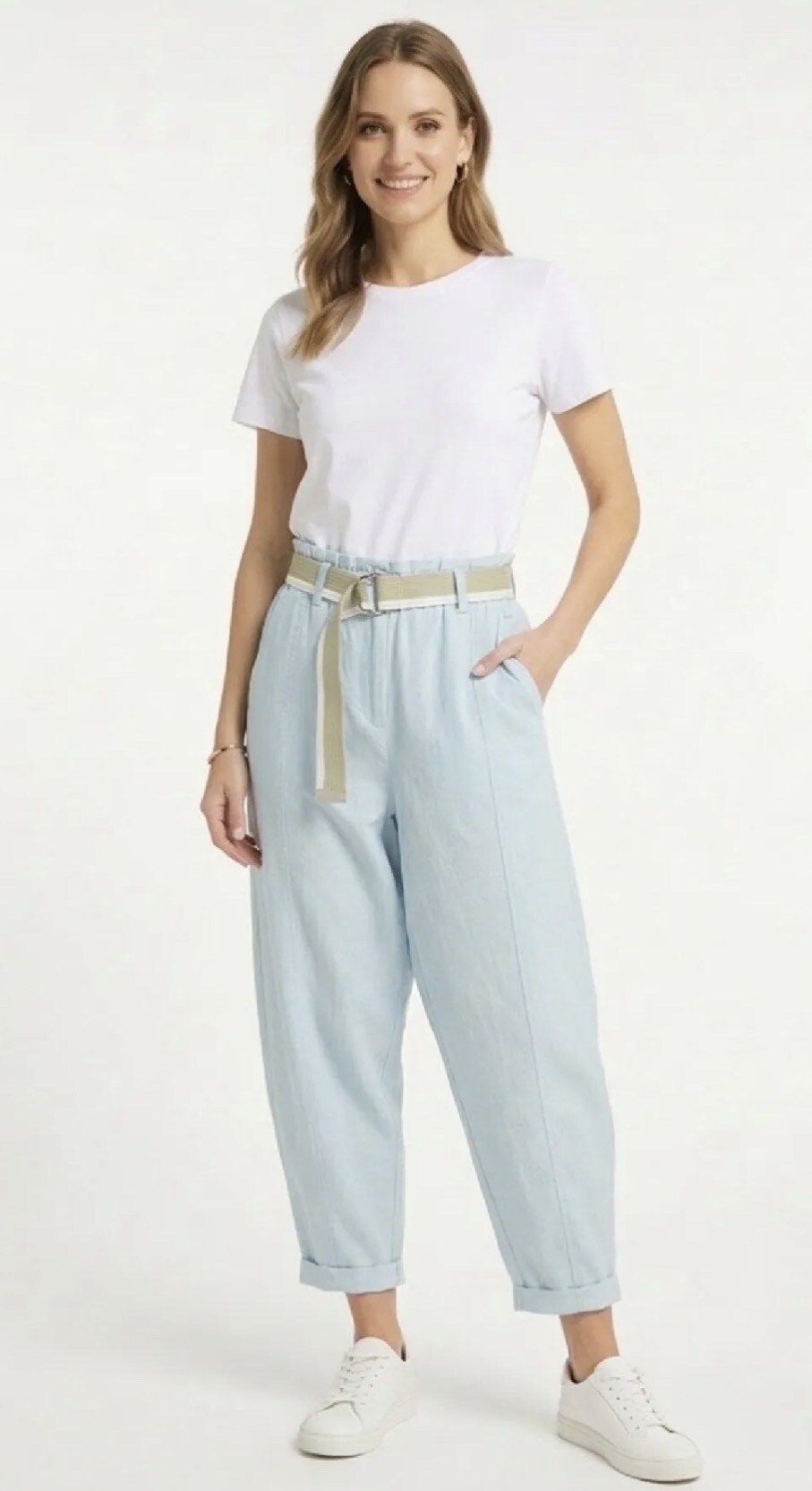 Grossiste C'Belle - Pantalon sarouel uni avec ceinture longueur 101cm tour de hanches 52cm taille 36/44