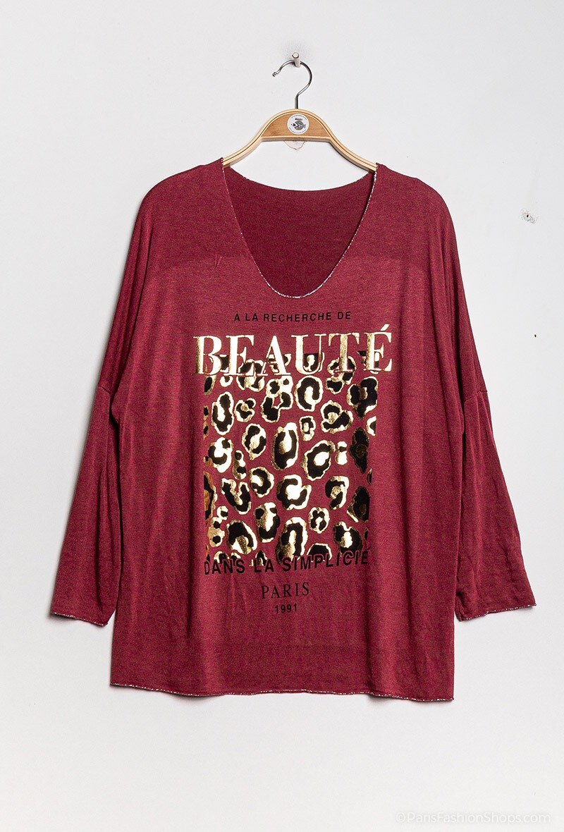 Grossiste C'Belle - Pull à inscription métallisée