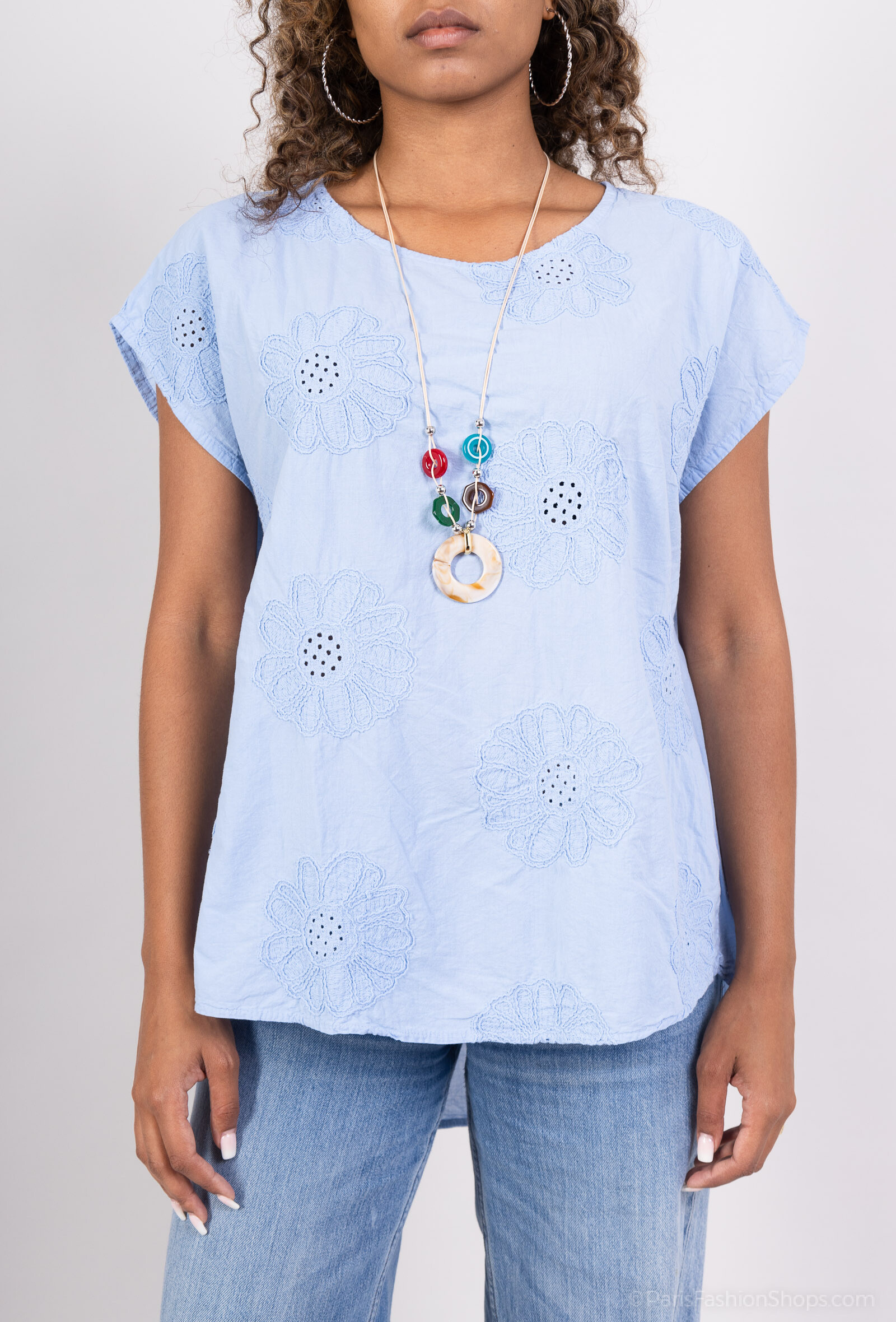 Grossiste C'Belle - T-shirt manche courte imprimé fleurs en coton