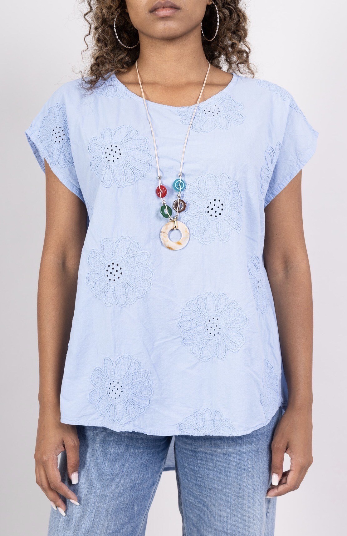 Grossiste C'Belle - T-shirt manche courte imprimé fleurs en coton