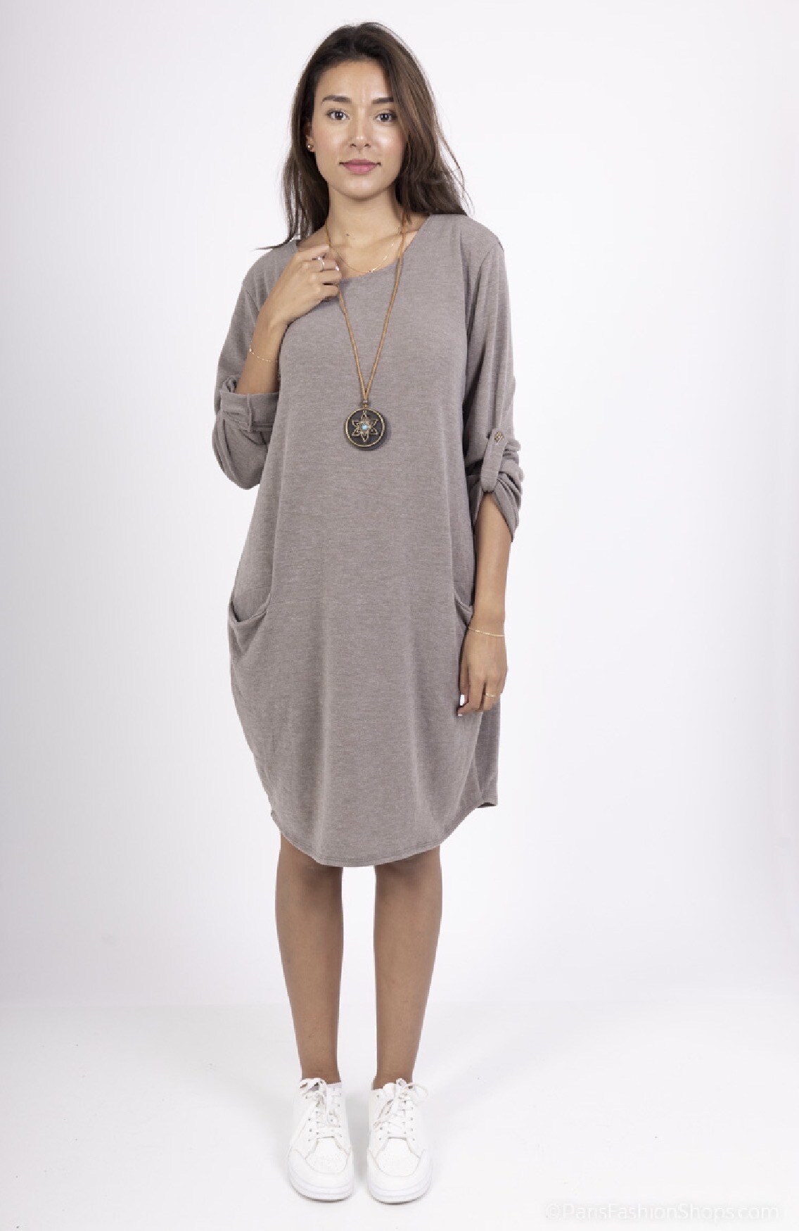 Grossiste C'Belle - Tunique uni avec un collier à l'avant