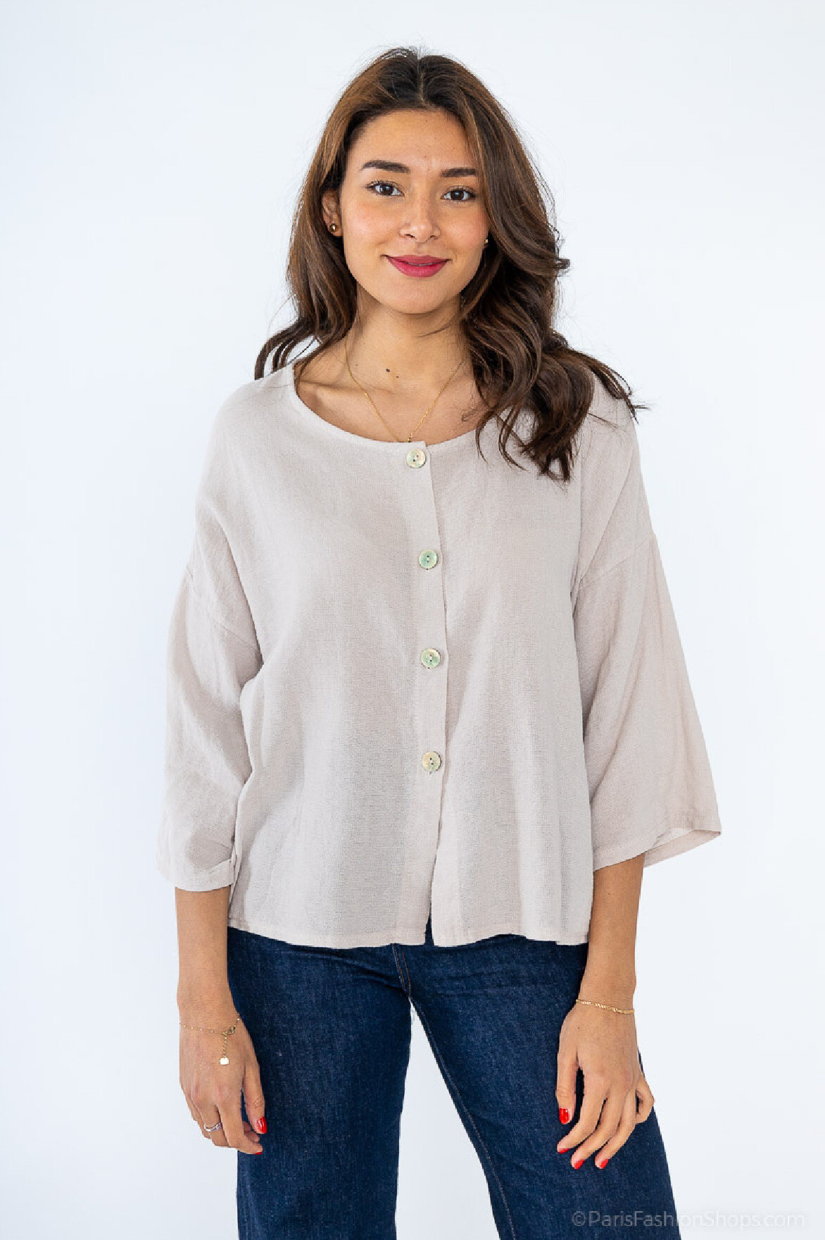 Grossiste C'Belle - Veste uni avec des boutons à l'avant