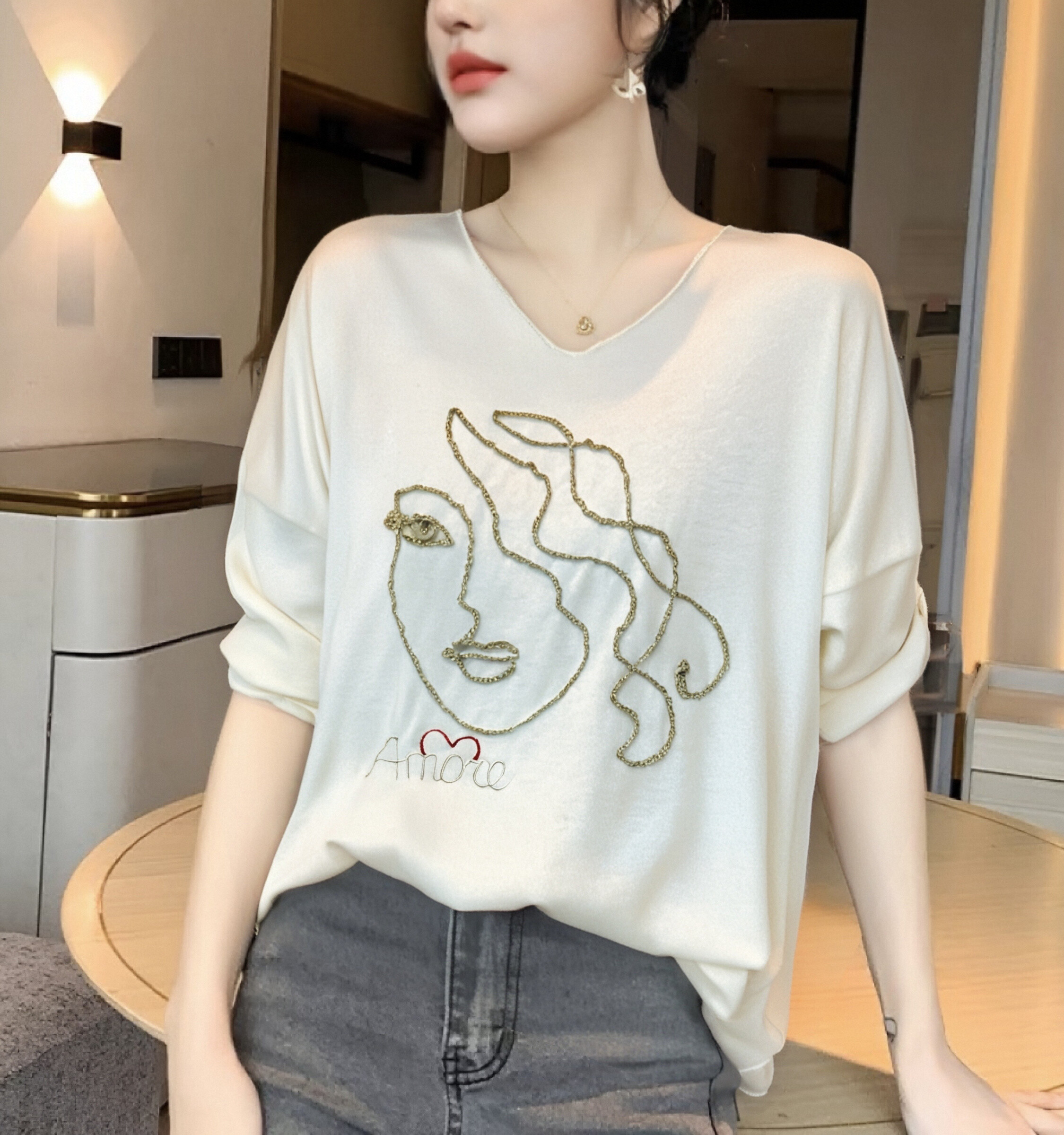 Wholesaler C.CONSTANTIA - Long sleeve t-shirt with face motif