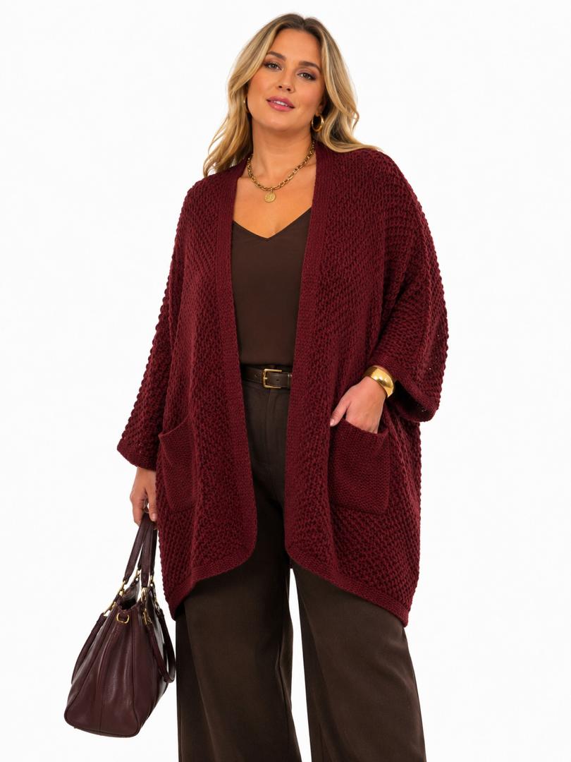 Grossiste C'FASHION - Gilet oversize maille ajourée Grossiste C'FASHION - Gilet oversize maille ajourée