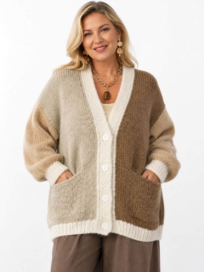 Großhändler C'FASHION - Alba Oversize-Cardigan mit Farbblock