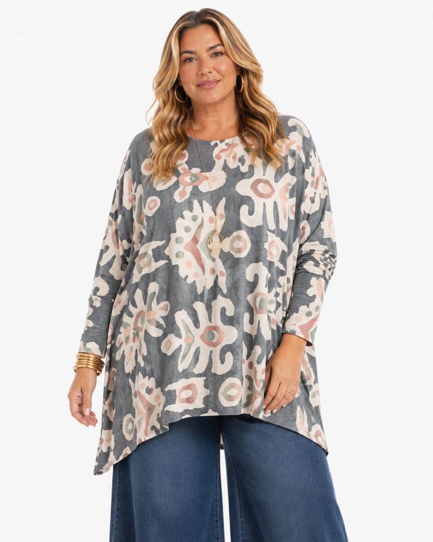 Wholesaler C'FASHION - Abstract Print Oversized Tunic