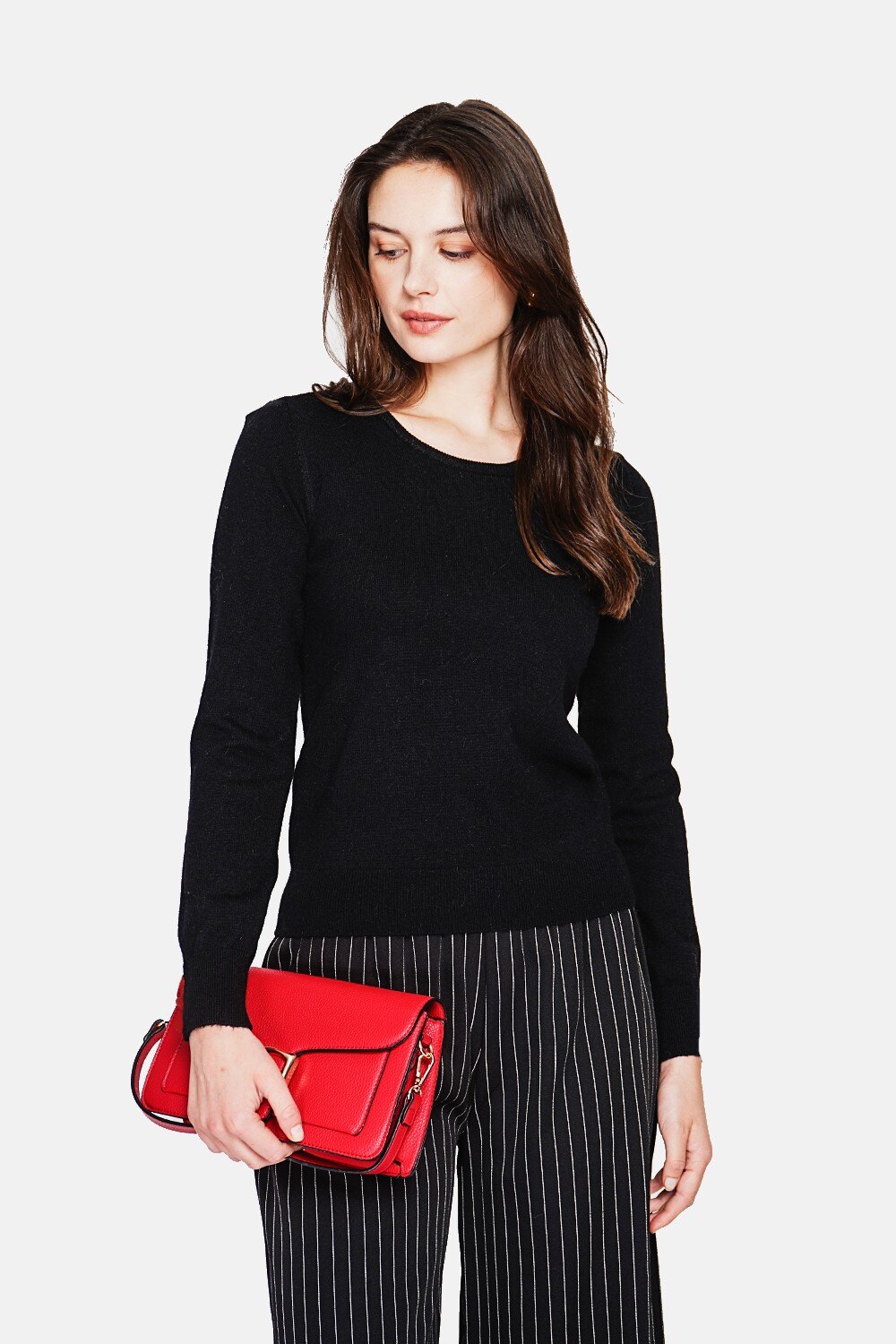 Wholesaler C&jo - Classic crew neck sweater with long sleeves, double-knit