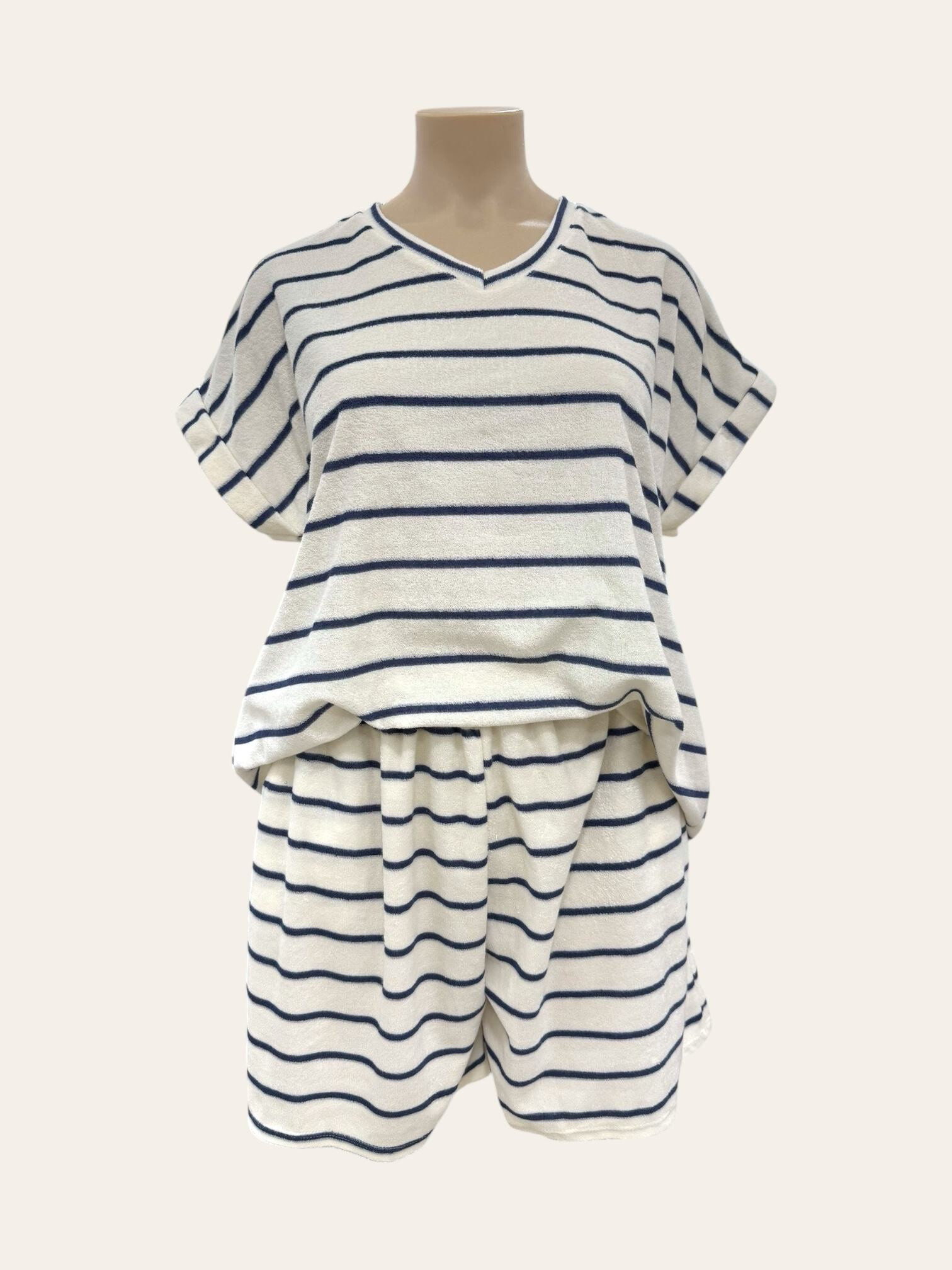 Mayorista C'MELODIE - Camiseta de gran tamaño y pantalones cortos a rayas