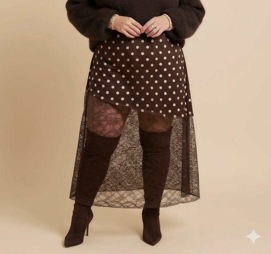 Grossiste C'MELODIE - Jupe dentelle petit Pois Grande Taille
