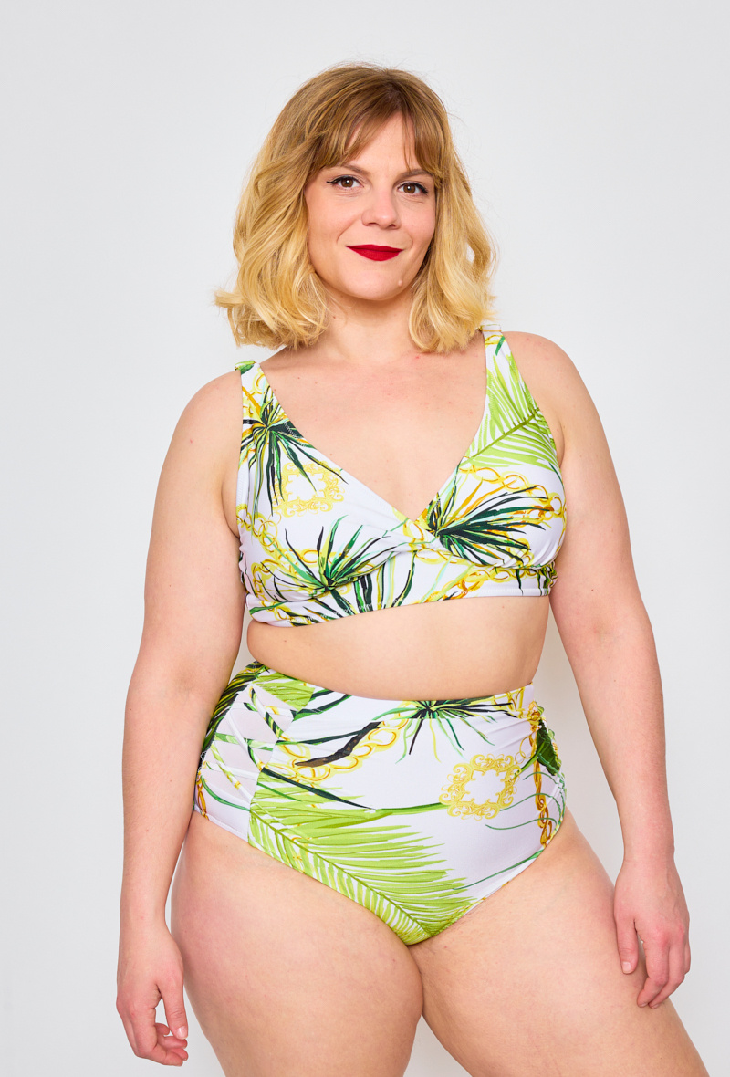 Grossiste C'MELODIE - Grande Taille – Maillot de bain 2 pièces taille haute à imprimé tropical