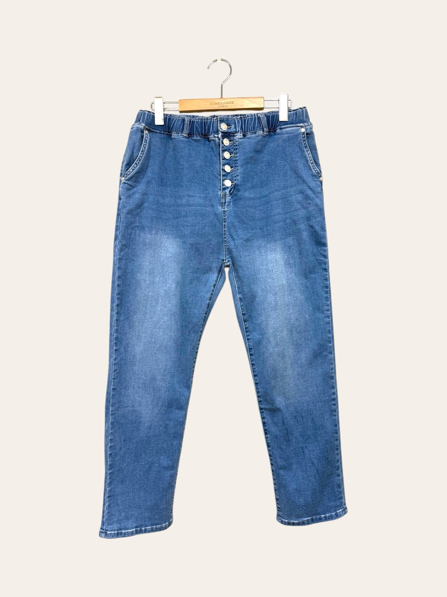 Großhändler C'MELODIE - Hohe Taille gerade Jeans mit Knöpfen