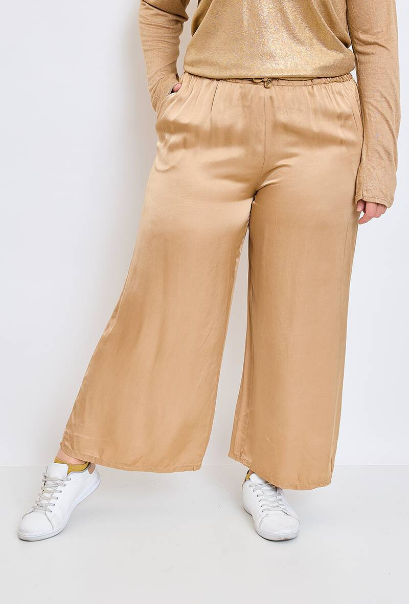 Wholesaler C'MELODIE - Plus Size Wide Leg Flowy Elegant Pants