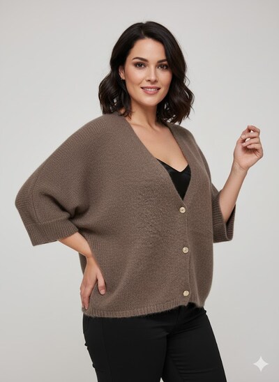 Grossiste C'MELODIE - Grande Taille - Cardigan Doux à Manches Kimono Grossiste C'MELODIE - Grande Taille - Cardigan Doux à Manches Kimono