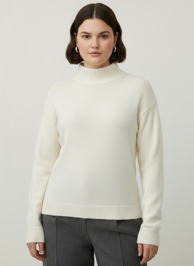 Grossiste C'MELODIE - Grande Taille - Pull oversize avec col montant Grossiste C'MELODIE - Grande Taille - Pull oversize avec col montant
