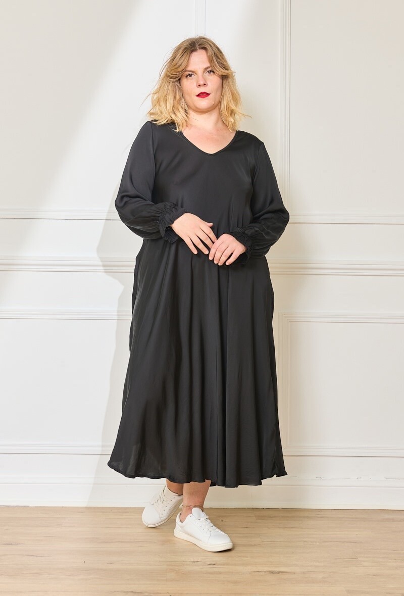 Mayorista C'MELODIE - Talla Grande - Vestido fluido de manga larga