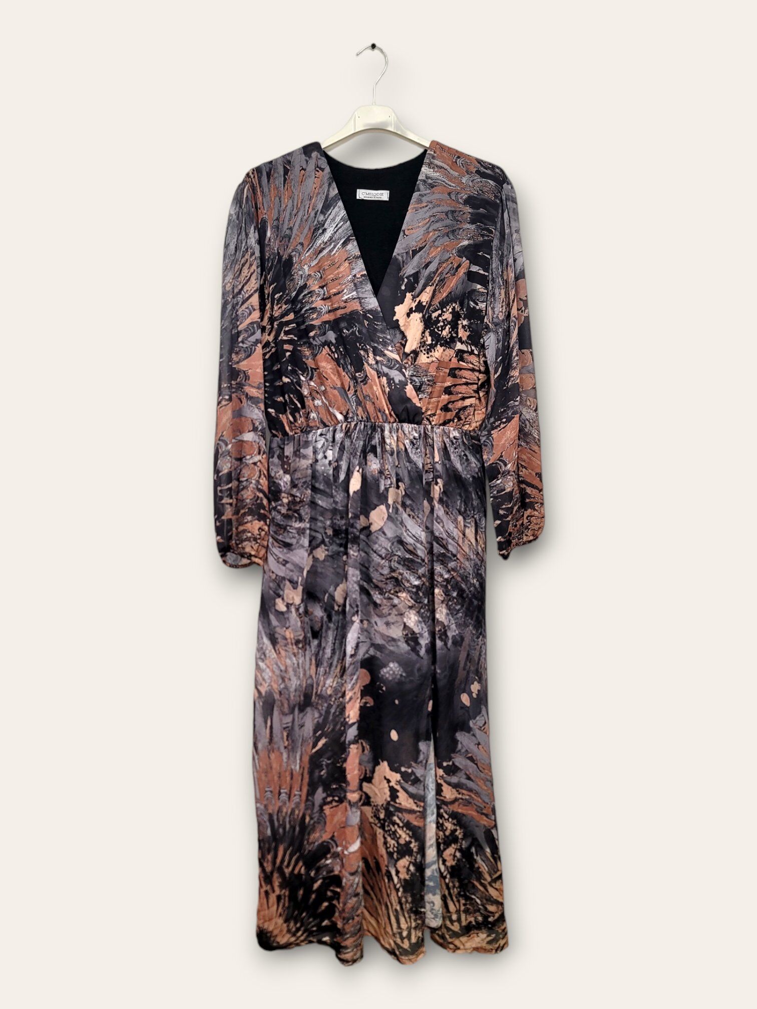 Mayorista C'MELODIE - Vestido Maxi Talla Grande con Mangas Abullonadas