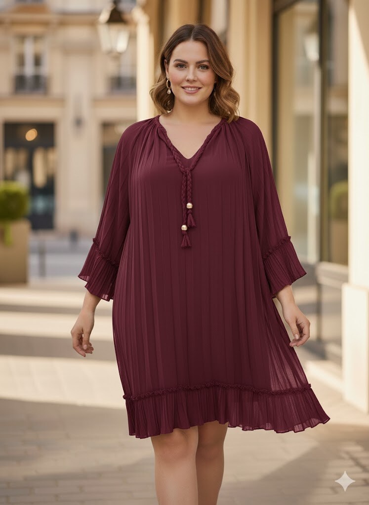 Grossiste C'MELODIE - Grande Taille - Robe fluide avec manches évasées