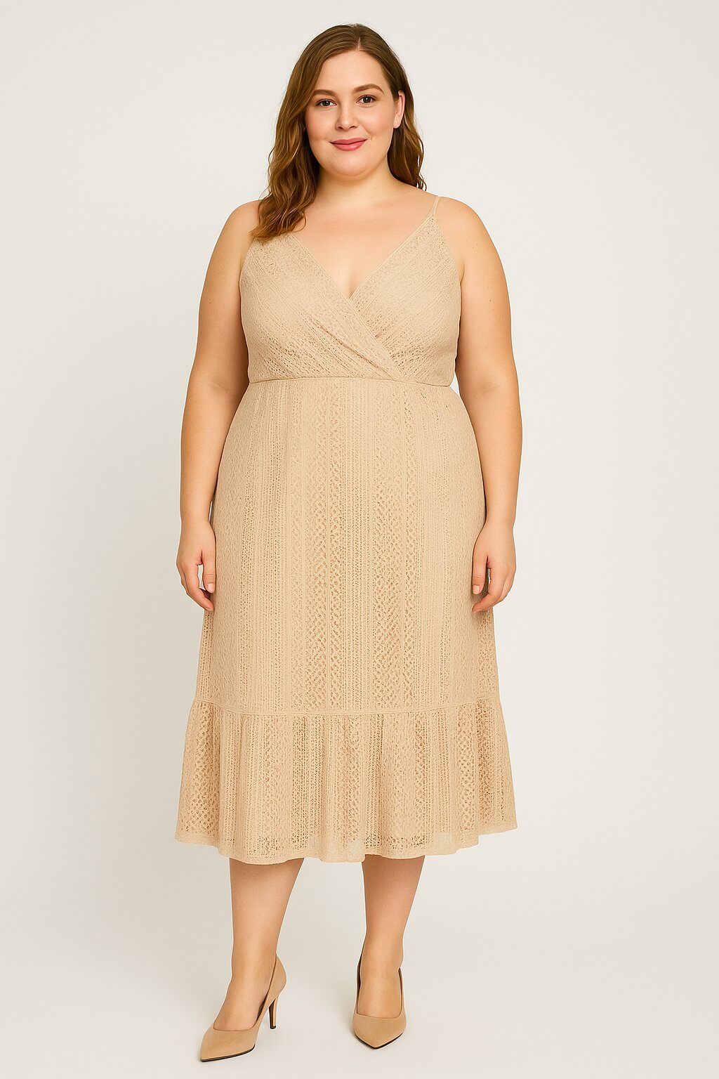 Grossiste C'MELODIE - Grande Taille - Robe en dentelle à bretelles