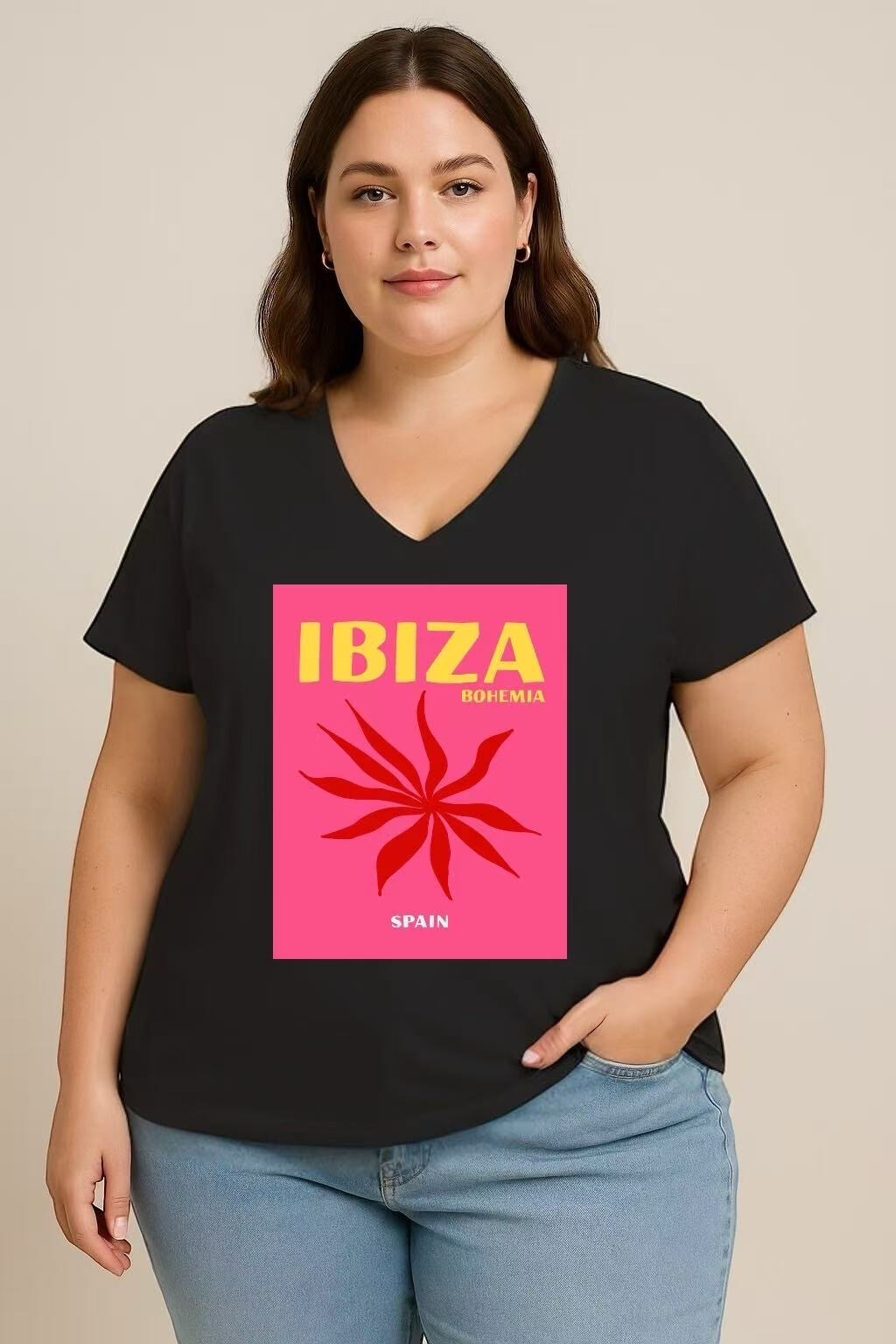 Großhändler C'MELODIE - Ibiza gedruckt V-New T-Shirt