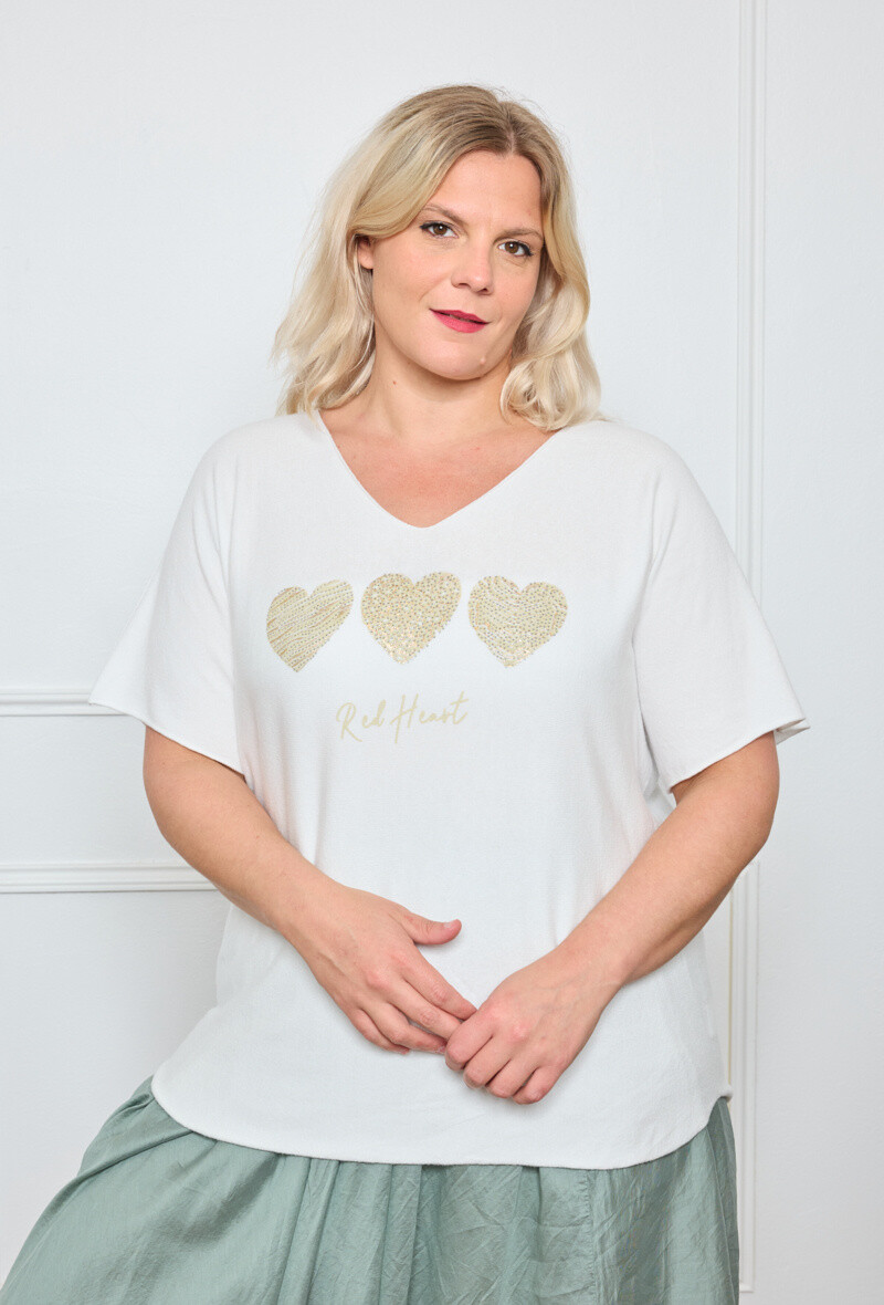 Mayorista C'MELODIE - Camiseta holgada de talla grande con corazones brillantes