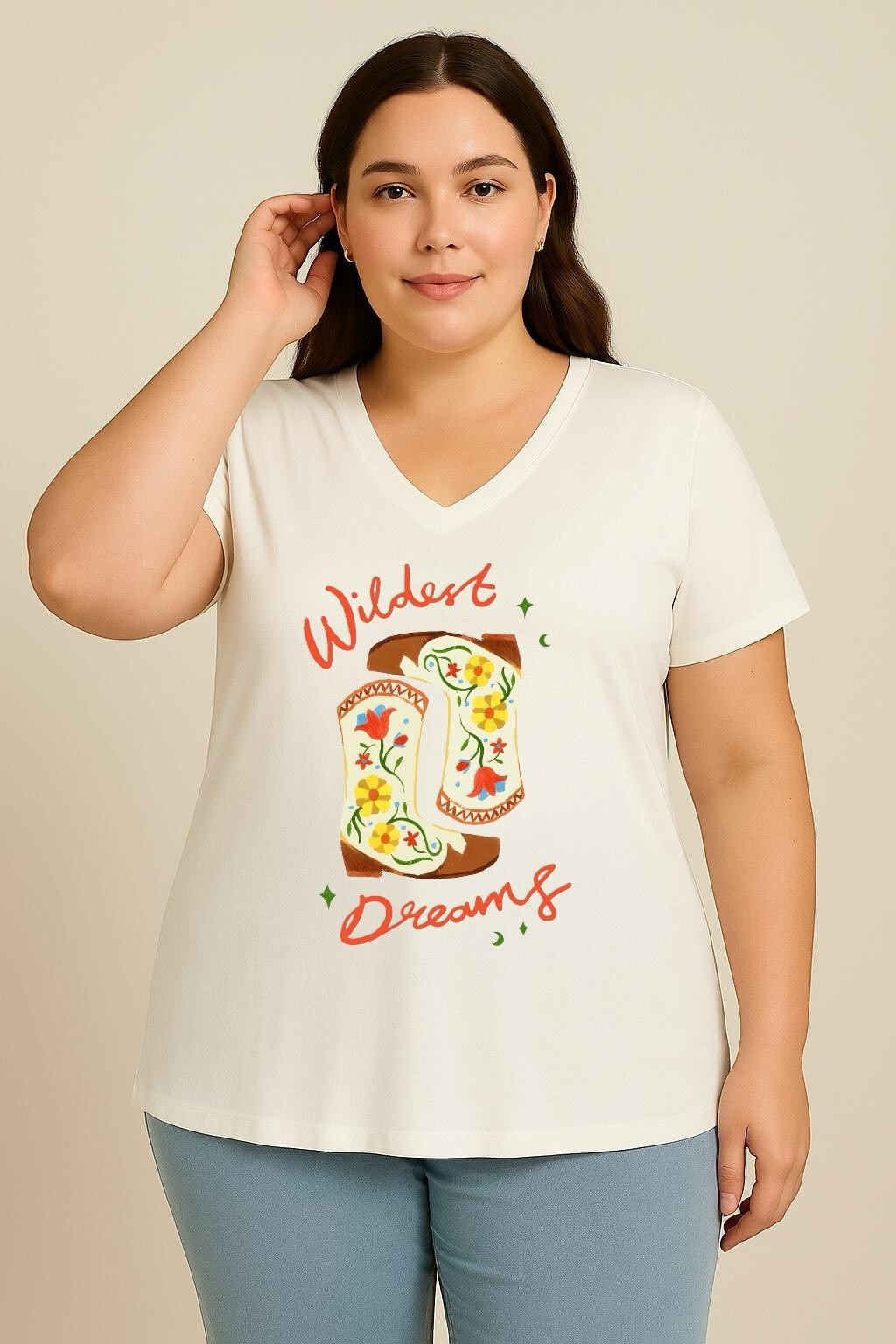 Grossiste C'MELODIE - T-shirt imprimé à col en V