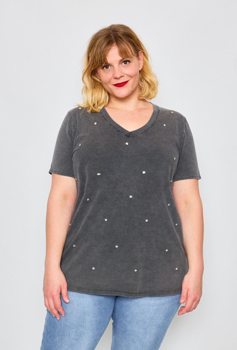Großhändler C'MELODIE - Großer Frauen-T-Shirt mit Stern V-Ausschnitt