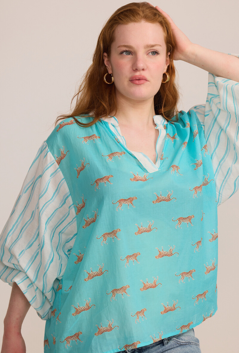 Grossiste C'MELODIE - Grande taille Blouse légère à manches bouffantes