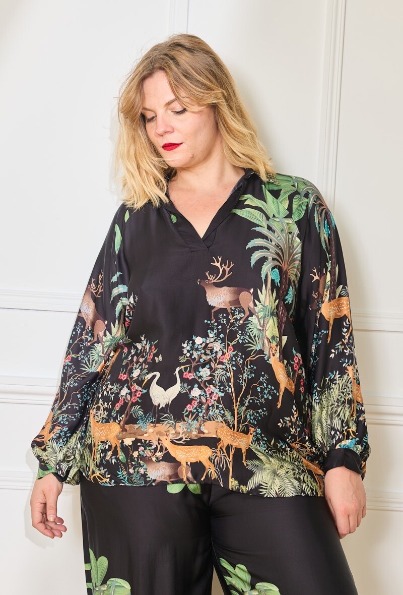 Grossista C'MELODIE - Taglia Grande - Camicia Stampata a Maniche Lunghe