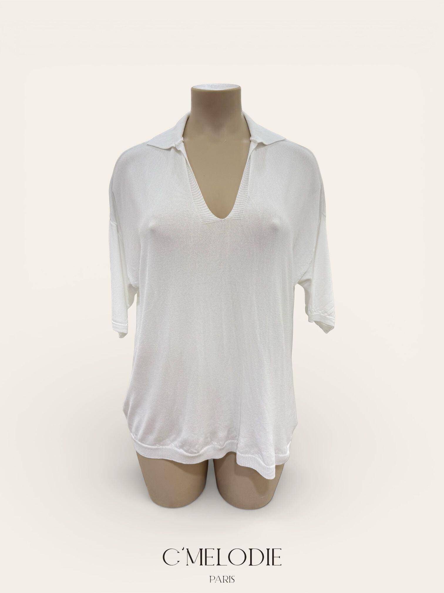 Tunique Longue Grande Taille Femme Xiaojiu - Chemisier Chic Manches Courtes Coton Brodé Élégant