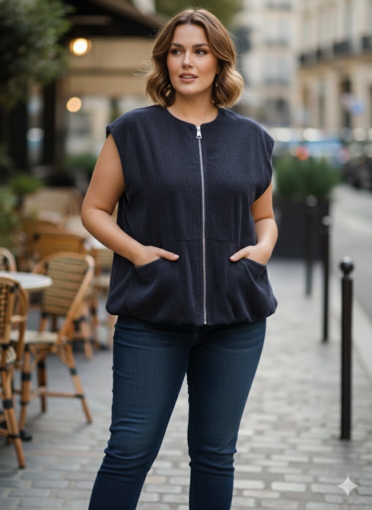 Grossiste C'MELODIE - Grande Taille - Veste sans manches à zip