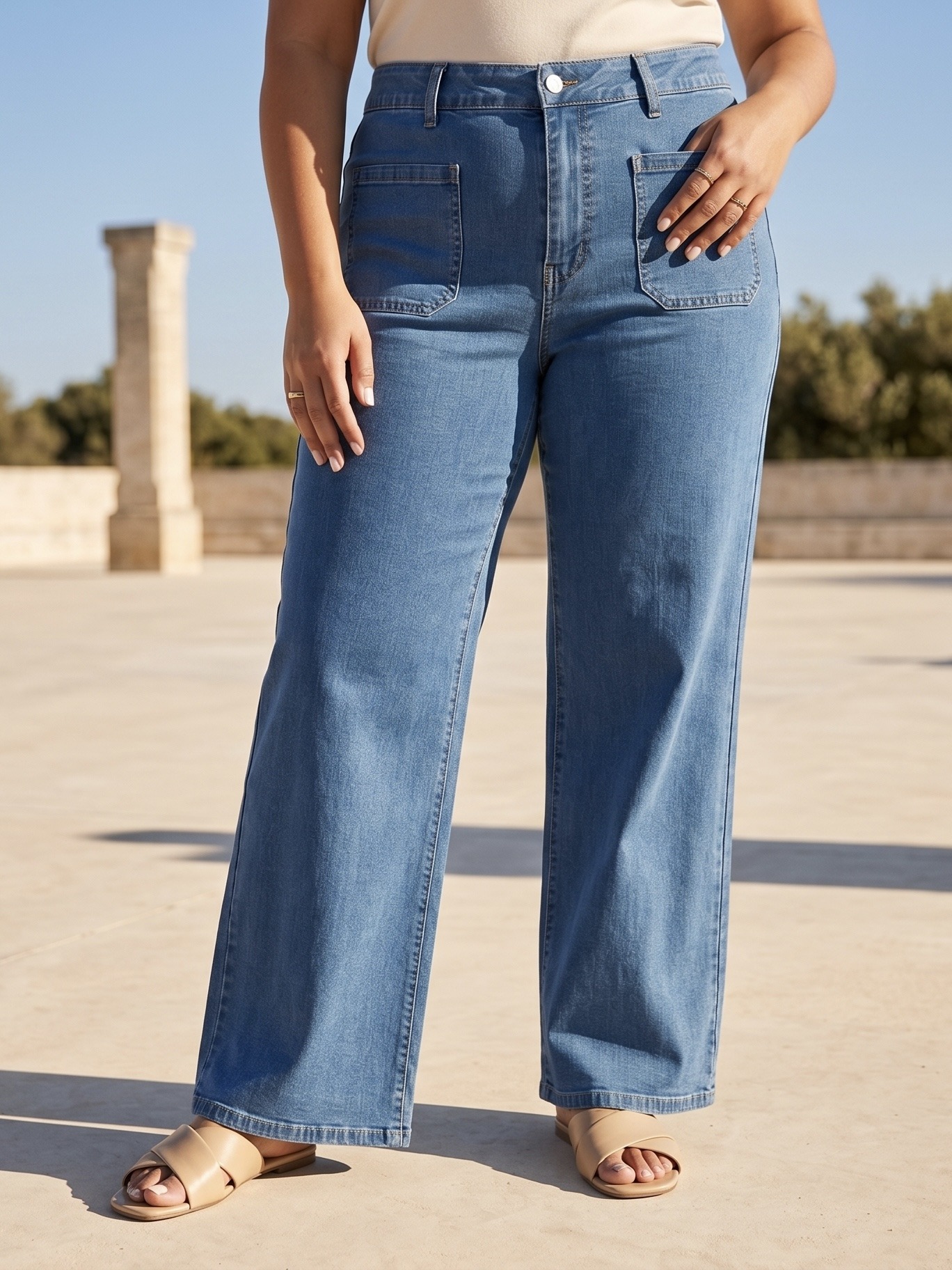 Großhändler CAROLE / VOGGO - Weit geschnittene Jeans – Große Größen – Aufgesetzte Taschen