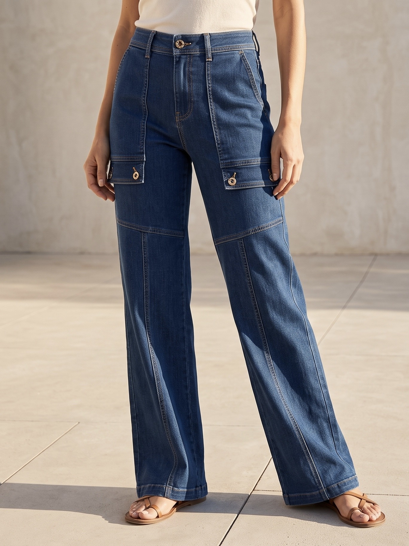 Grossiste CAROLE / VOGGO - Jean Wide Leg – Style Cargo