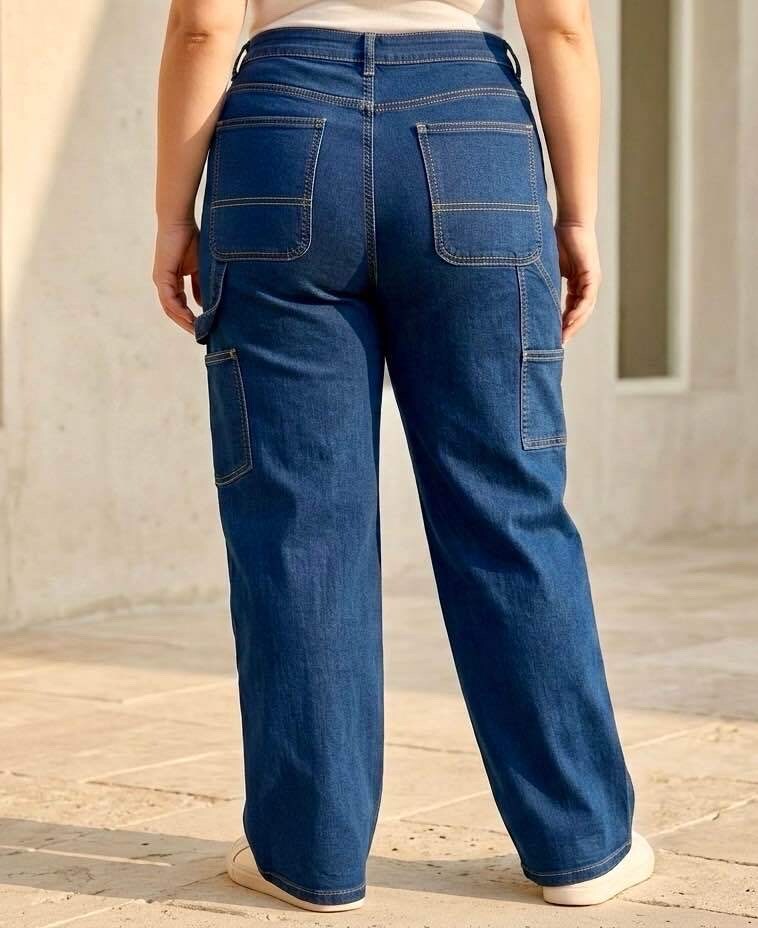 Grossista CAROLE / VOGGO - Jeans a Gamba Larga – Taglia Grande – Stile Falegname