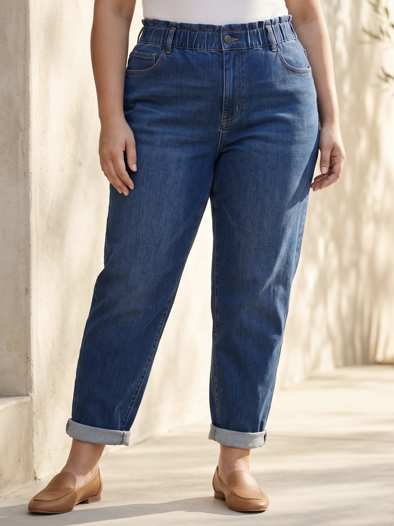 Großhändler CAROLE / VOGGO - Mom Fit Jeans – Große Größen – Elastischer Bund