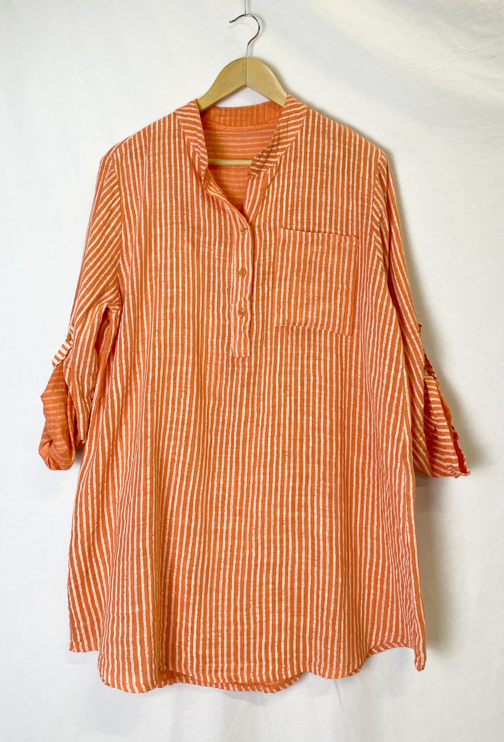 Grossiste Catherine Style - Blouse en coton à imprimé à rayures irréguliers