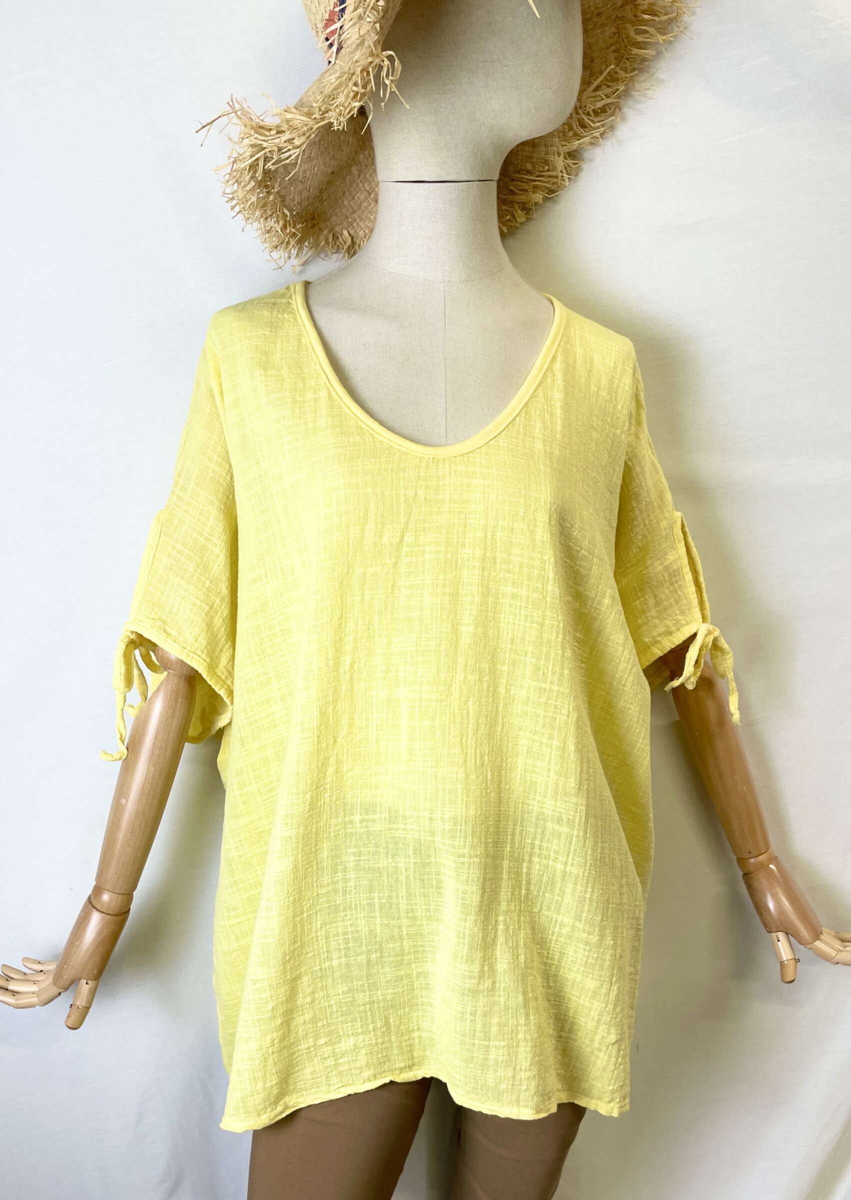 Wholesaler Catherine Style - Cotton cotton canvas blouse with handle