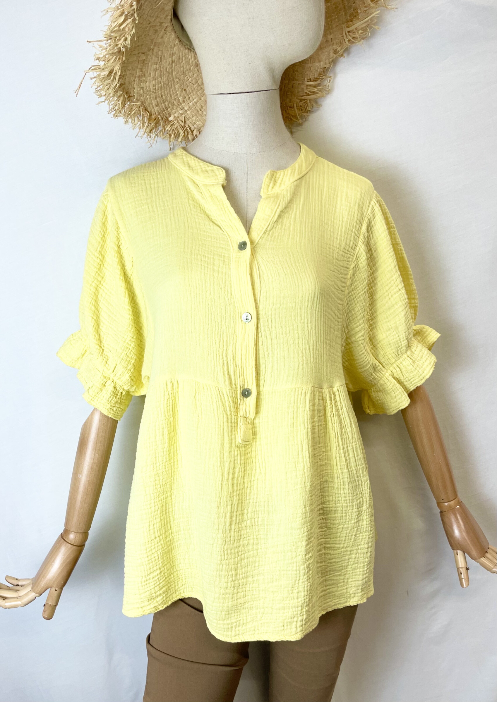Grossiste Catherine Style - Blouse en gaze de coton à manche courtes