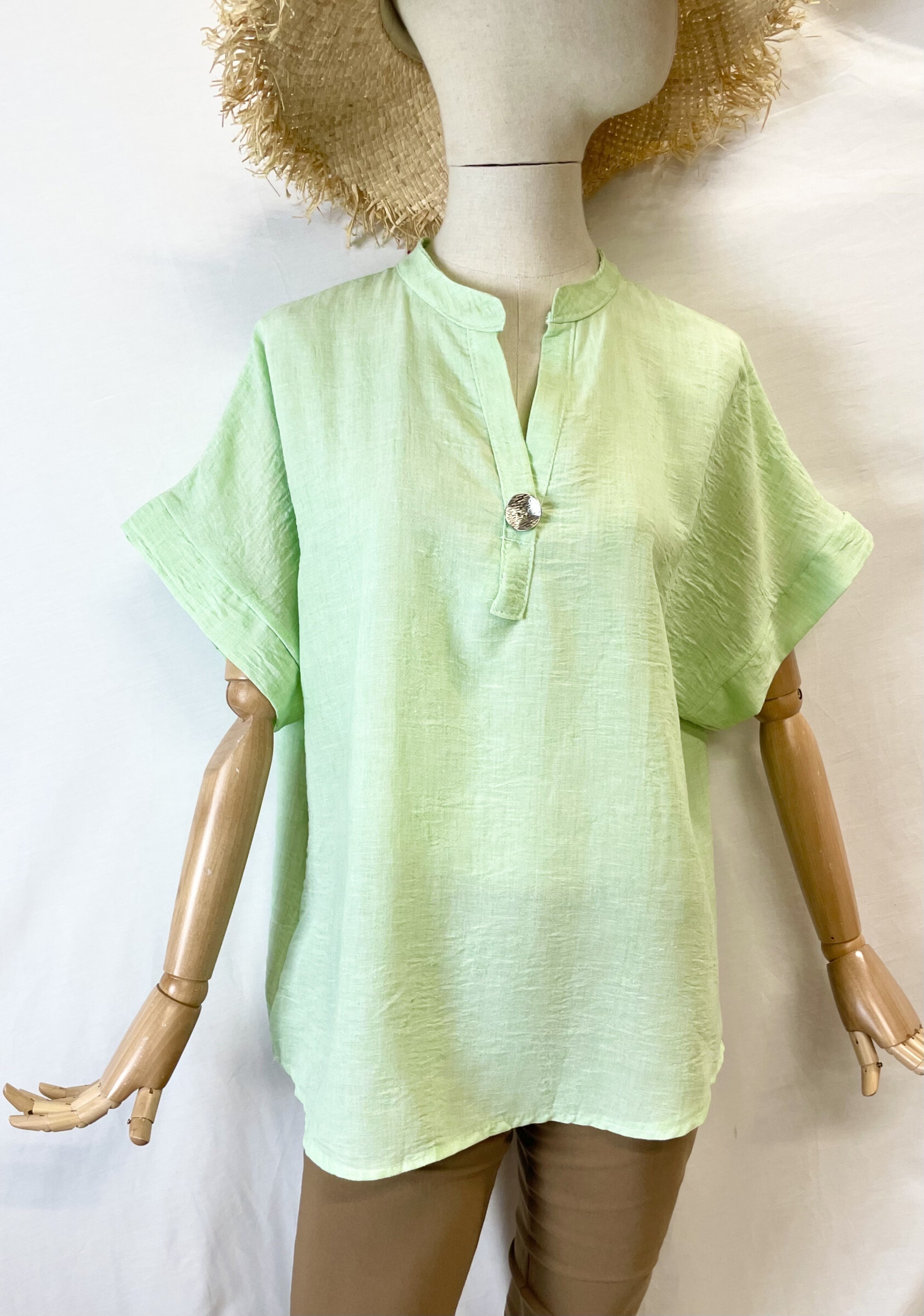 Wholesaler Catherine Style - Viscose and short -sleeved flax blouse