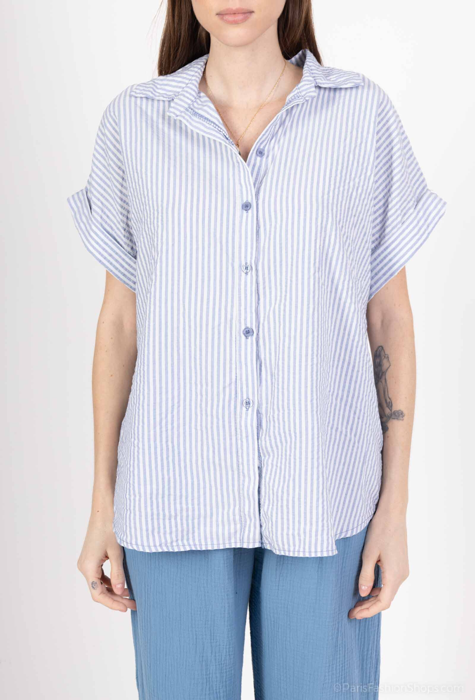 Wholesaler Catherine Style - Ample blouse with short handle stripe print