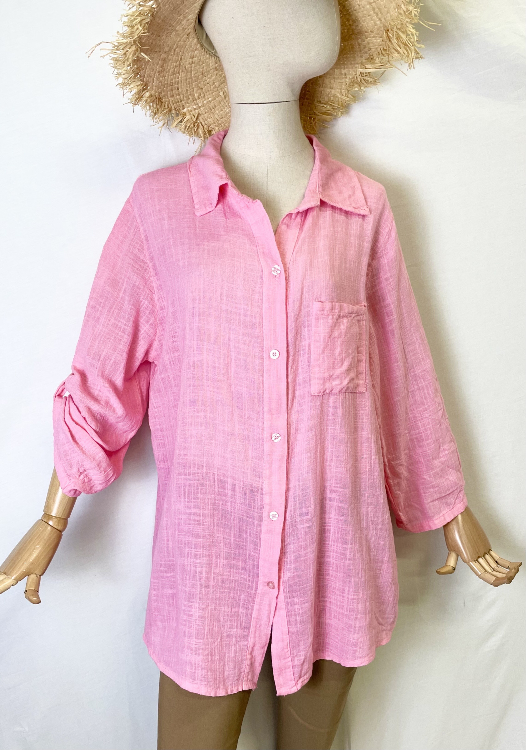 Grossiste Catherine Style - Chemisier en toile de coton poché