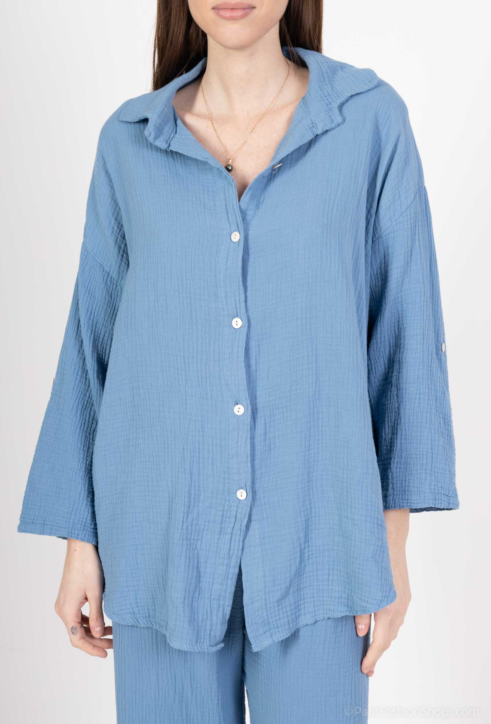 Wholesaler Catherine Style - Long sleeve cotton gauze blouse