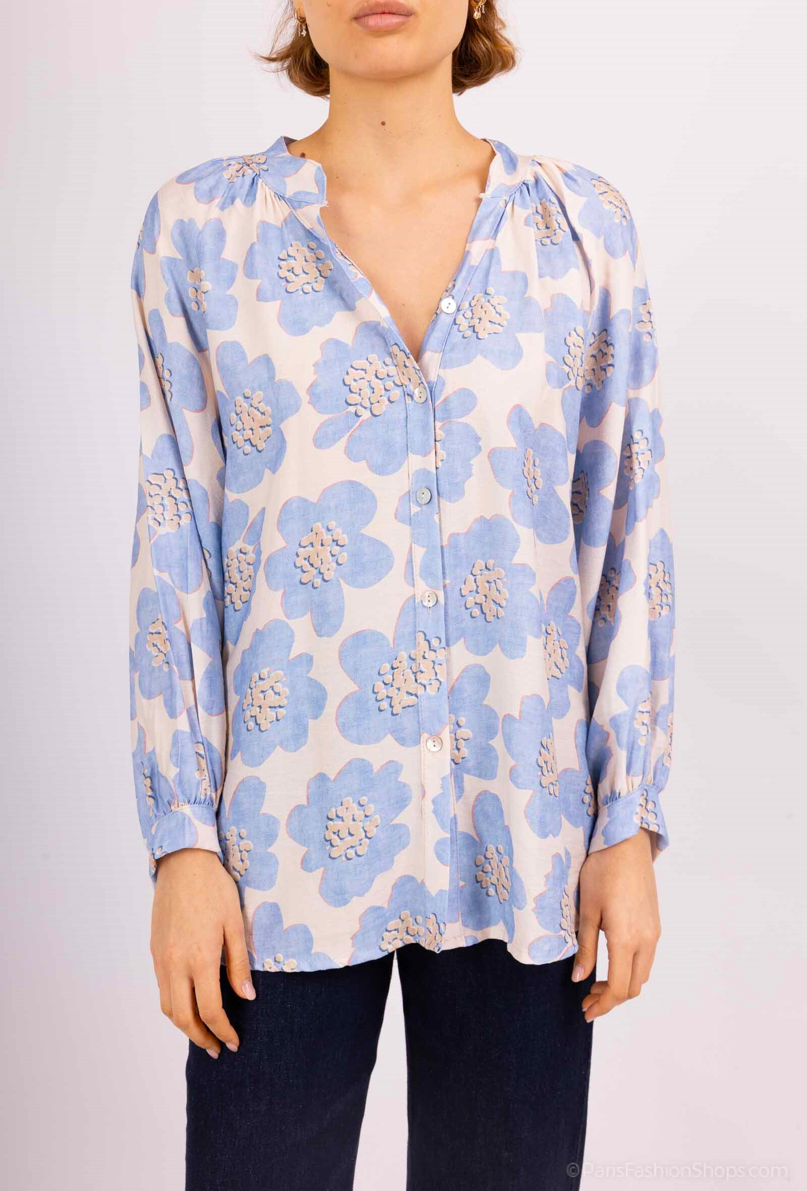 Grossiste Catherine Style - crepe chemisier marguerite