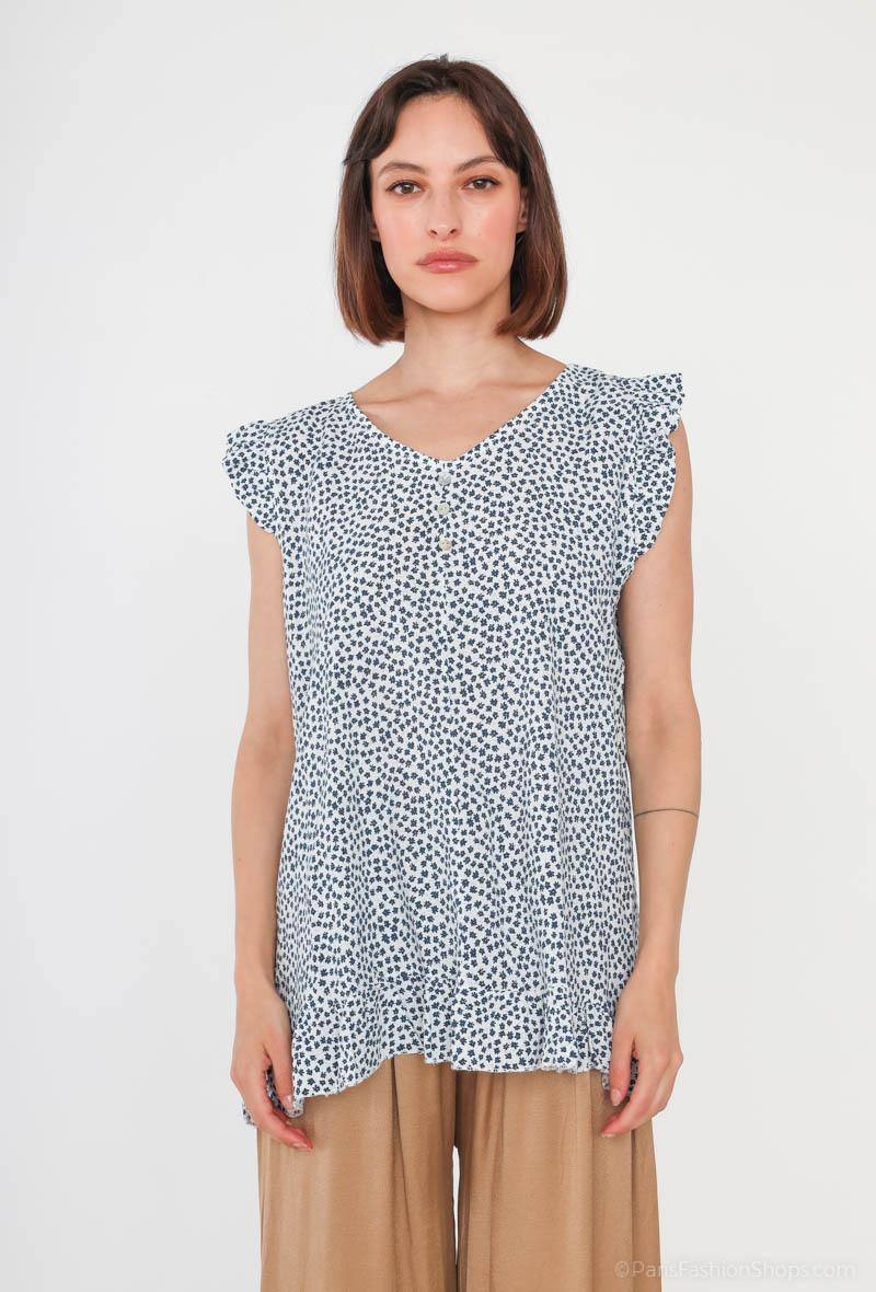 Grossiste Catherine Style - Débardeur fleurie boutonnée