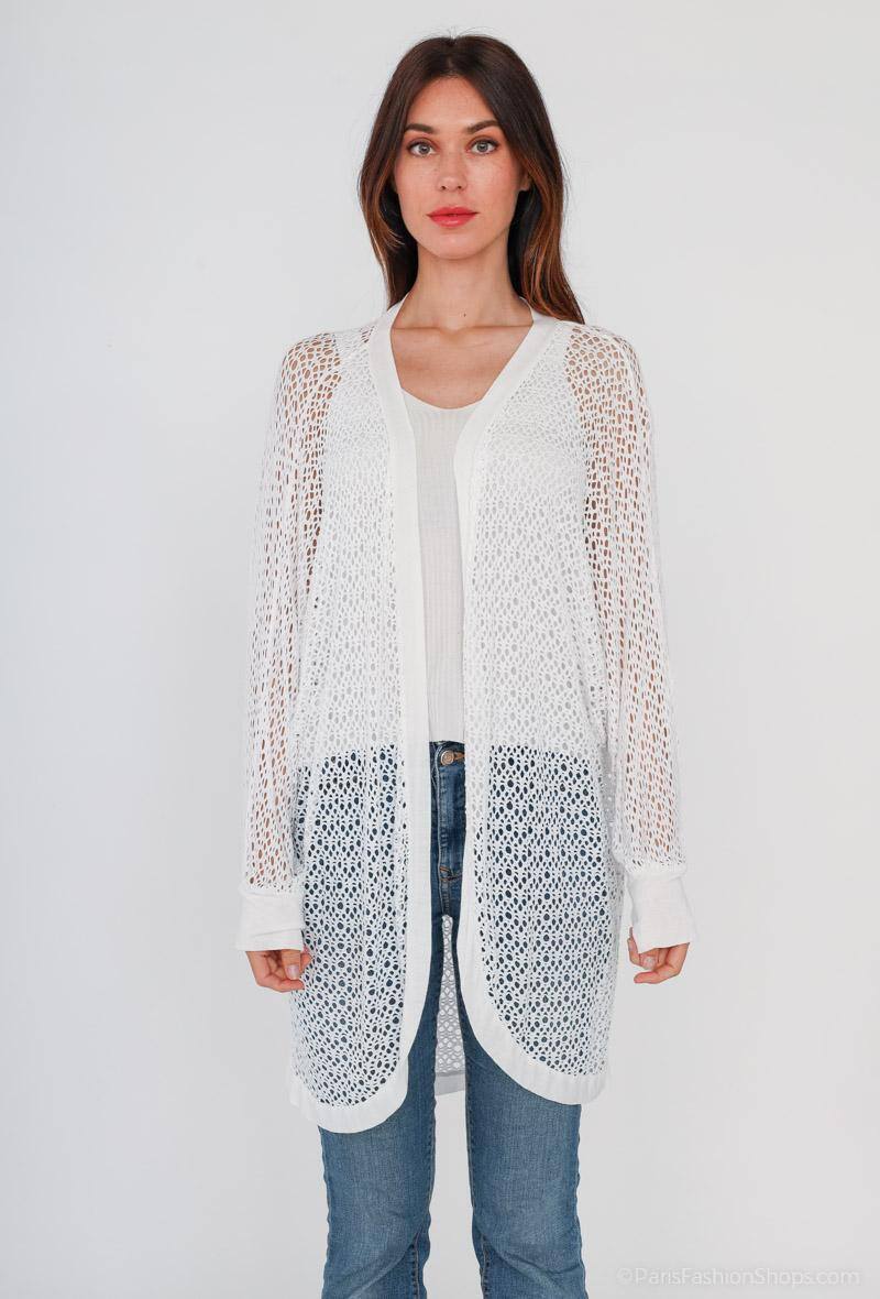 Grossiste Catherine Style - Gilet crochet à filet ouvert oversize