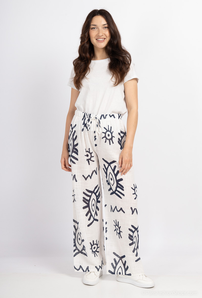 Grossiste Catherine Style - Pantalon en coton à imprimée yeux