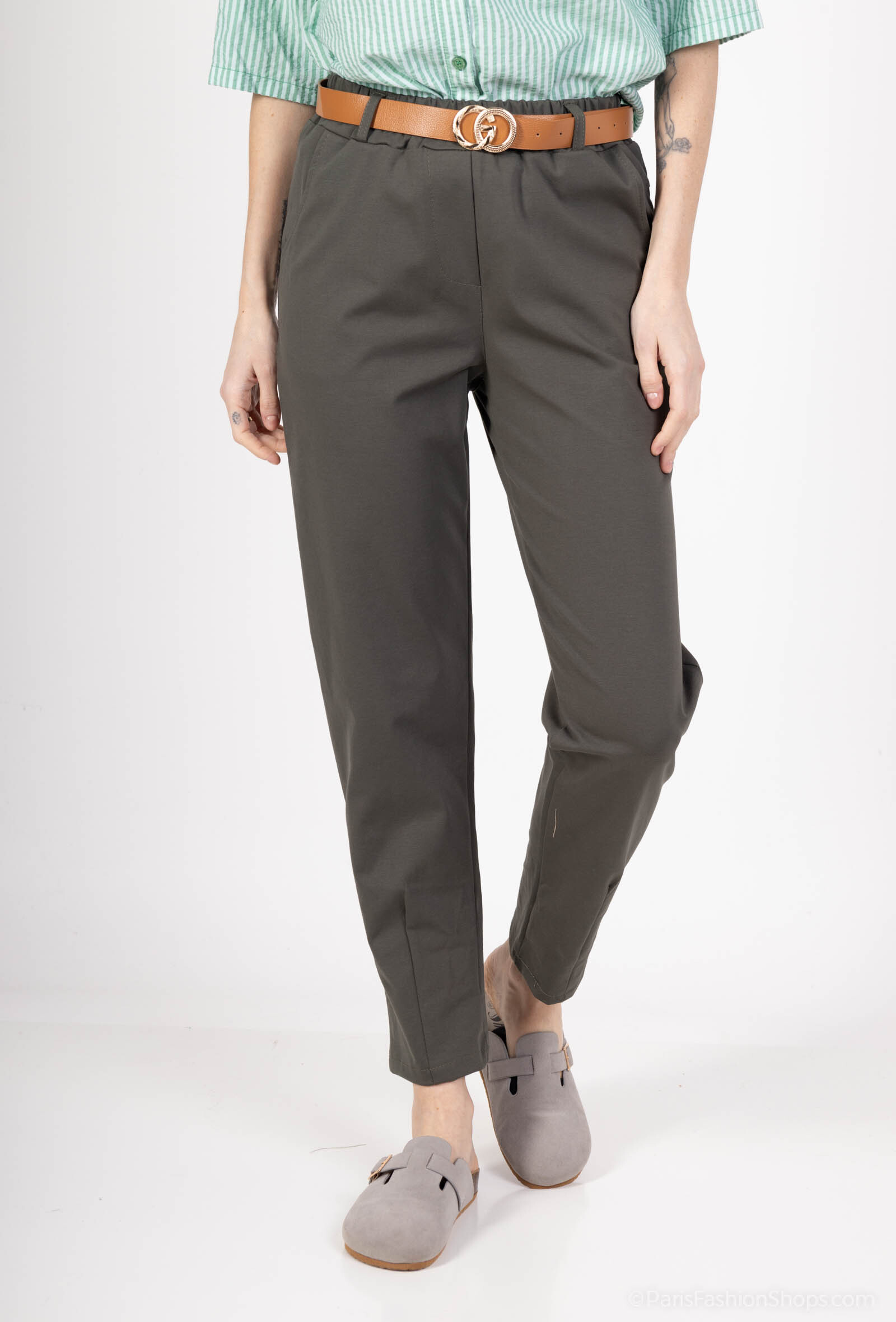 Grossiste Catherine Style - Pantalon chino à ceinture élastiqué pochés