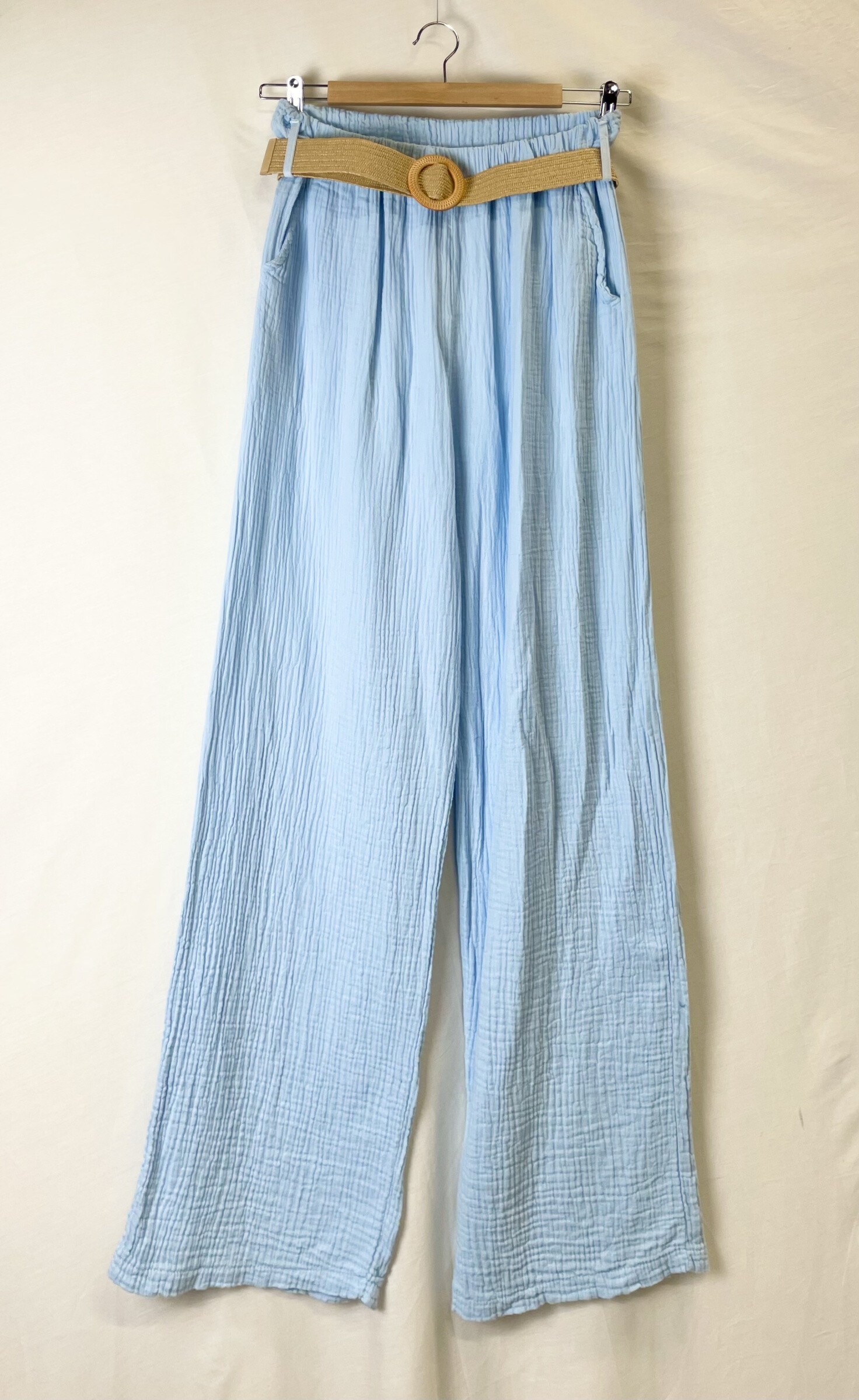 Grossista Catherine Style - Pantaloni di garza di cotone su una cintura in camicia